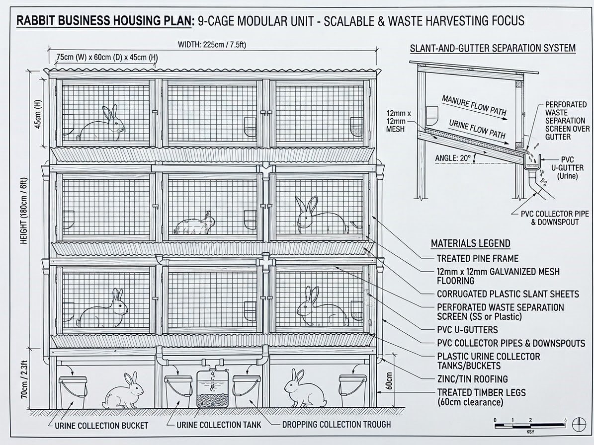 SwaziHop multi-tier rabbit cage system